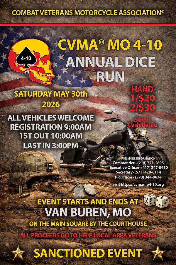 Flyer: CVMA® MO 4-10 Annual Dice Run